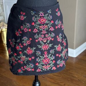 Zara‎ Basic Black Embroidery Mini Skirt